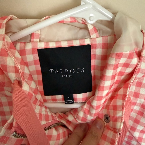 Talbots Petite Sz Small Pink and White Gingham Preppy Water Resistant Jacket - Picture 4 of 9